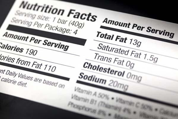 Close-up of a Nutrition Facts label from a packaged food item.