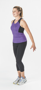 One can't go wrong with a purple tank top and black leggings.