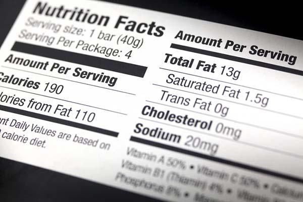 Close-up of a Nutrition Facts label from a packaged food item.