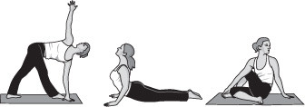 illustration of three yoga asanas