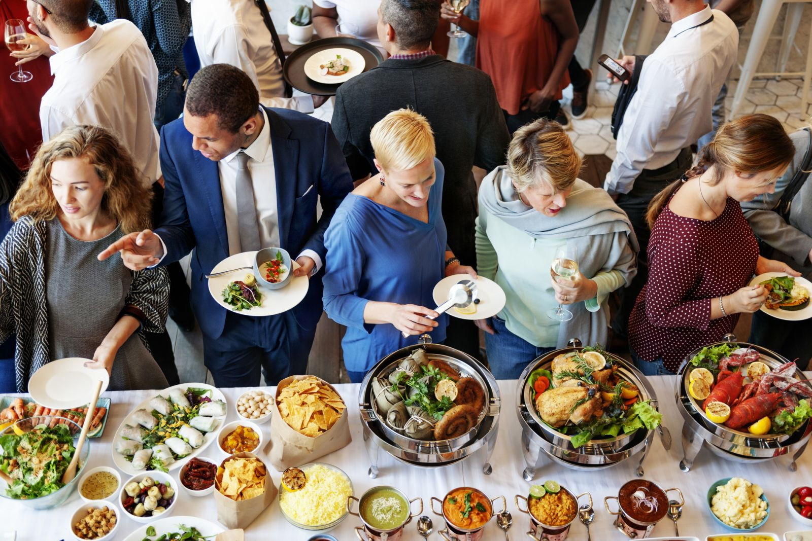 People Eating A Buffet